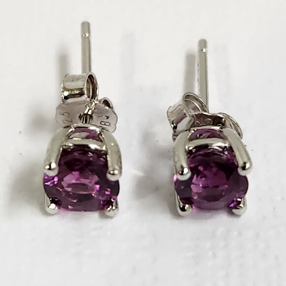 NIB VTG 925 Rhodolite Garnet 1.21cts Stud Earrings - Picture 6 of 11